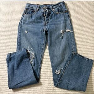Levi's Blue Distressed Straight Leg Jeans